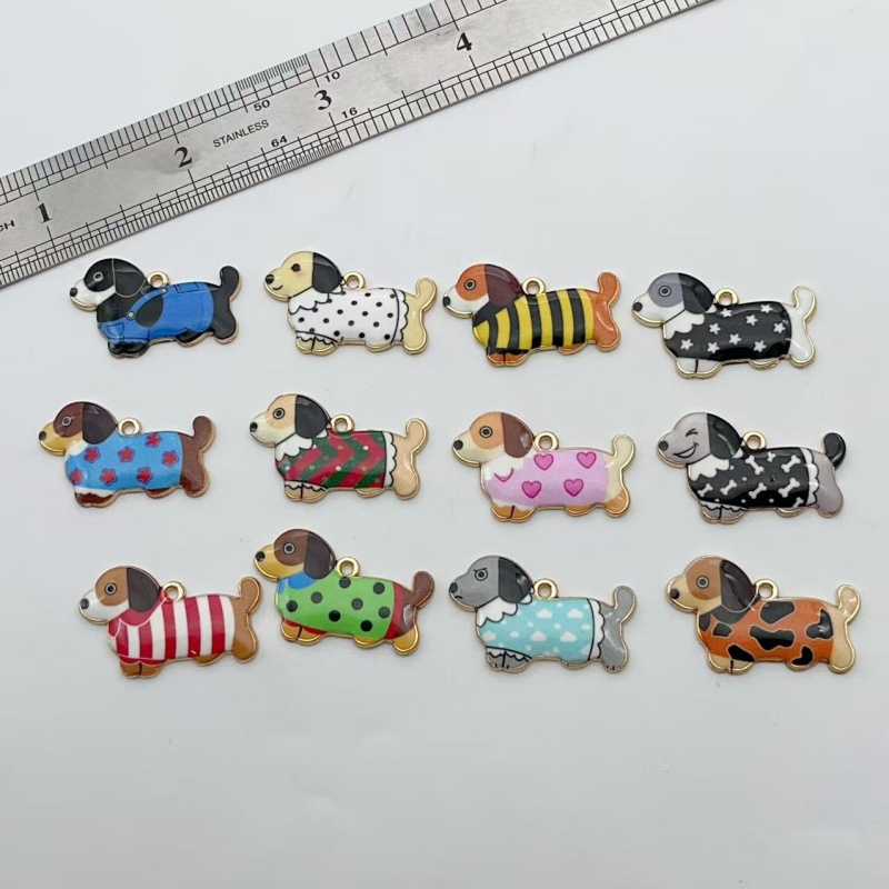 Drop Earrings - 12pcs 만화 동물 소시지 개 펜던트
