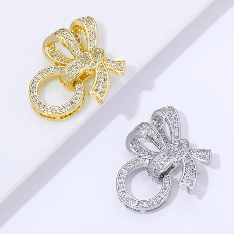 Gold Plated Ring - 18K 금도금 진주 클래스프 커넥터 지르콘