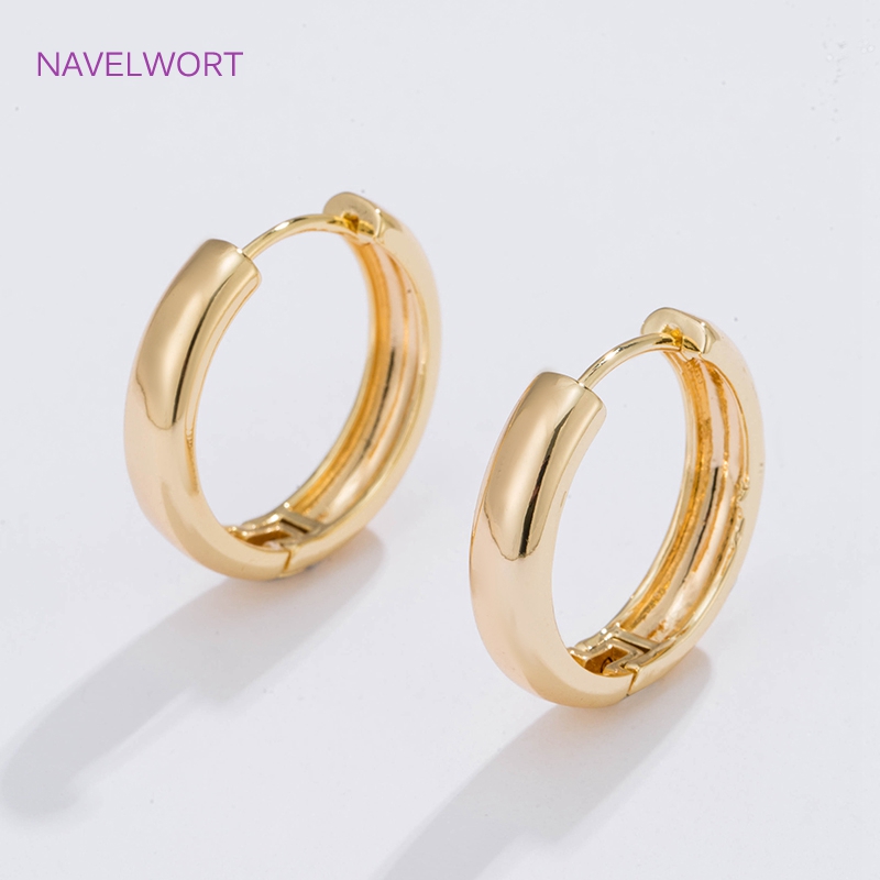 Gold Plated Ring - 6가지 사이즈의 금도금 원형 후프 귀걸이