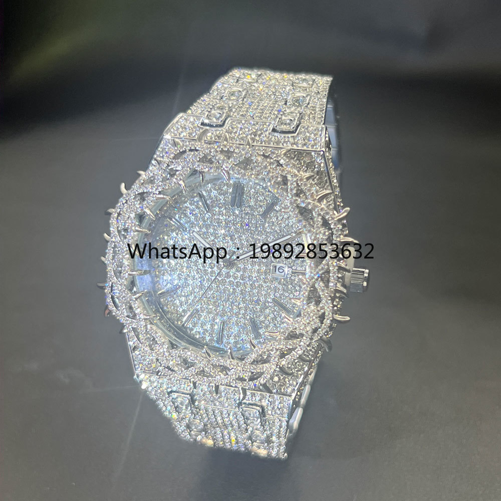 미스폭스 핫 패션 풀 다이아몬드 시계 남성 브랜드 힙합 - Jewelry Watches Brands 리뷰 및 가격
