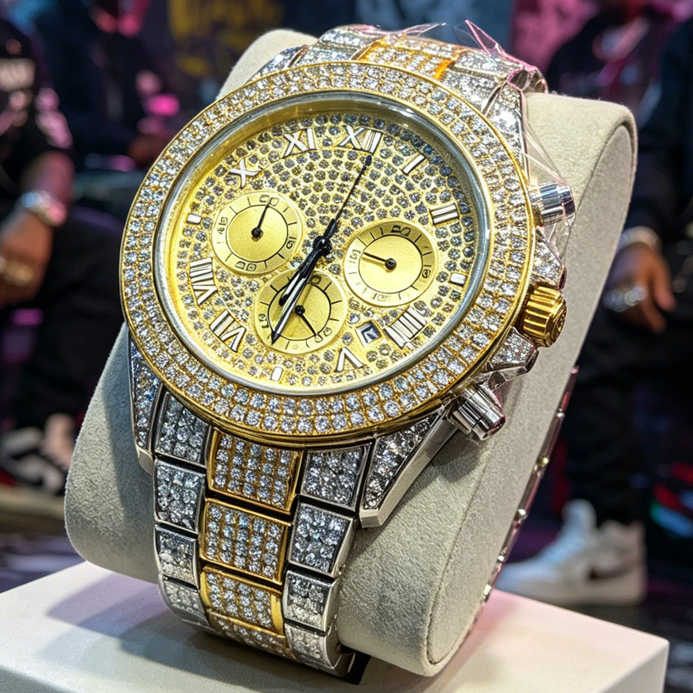 로고 없는 실버 골드 풀 다이아몬드 힙합 아이스드 아웃 - Jewelry Watches Brands 리뷰 및 가격
