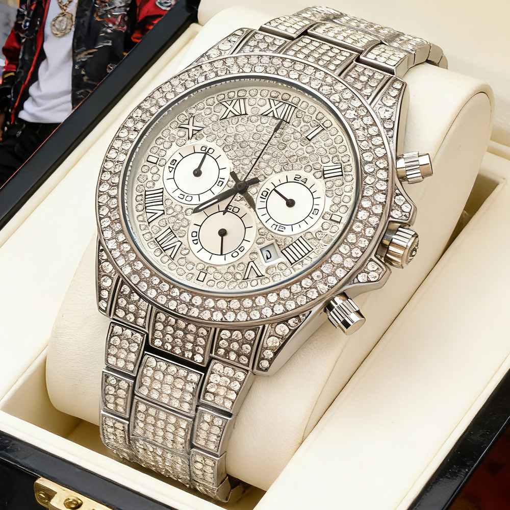 로고 없는 실버 골드 풀 다이아몬드 힙합 아이스드 아웃 - Jewelry Watches Brands 리뷰 및 가격