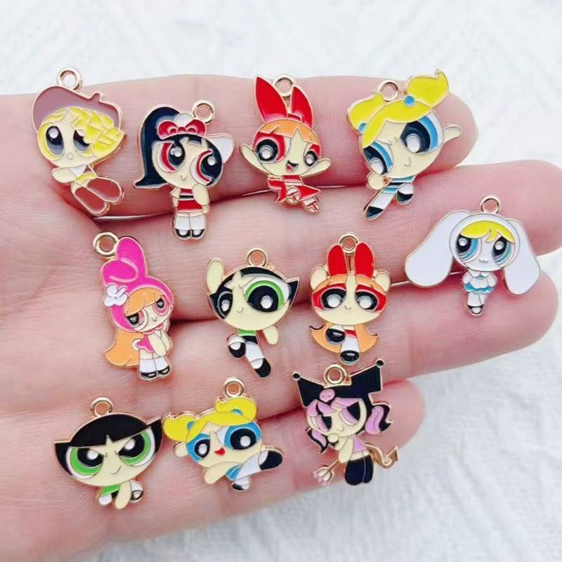 10개 합금 오일 드리핑 만화 소녀 펜던트, DIY 쥬 - Drop Earrings 리뷰 및 가격