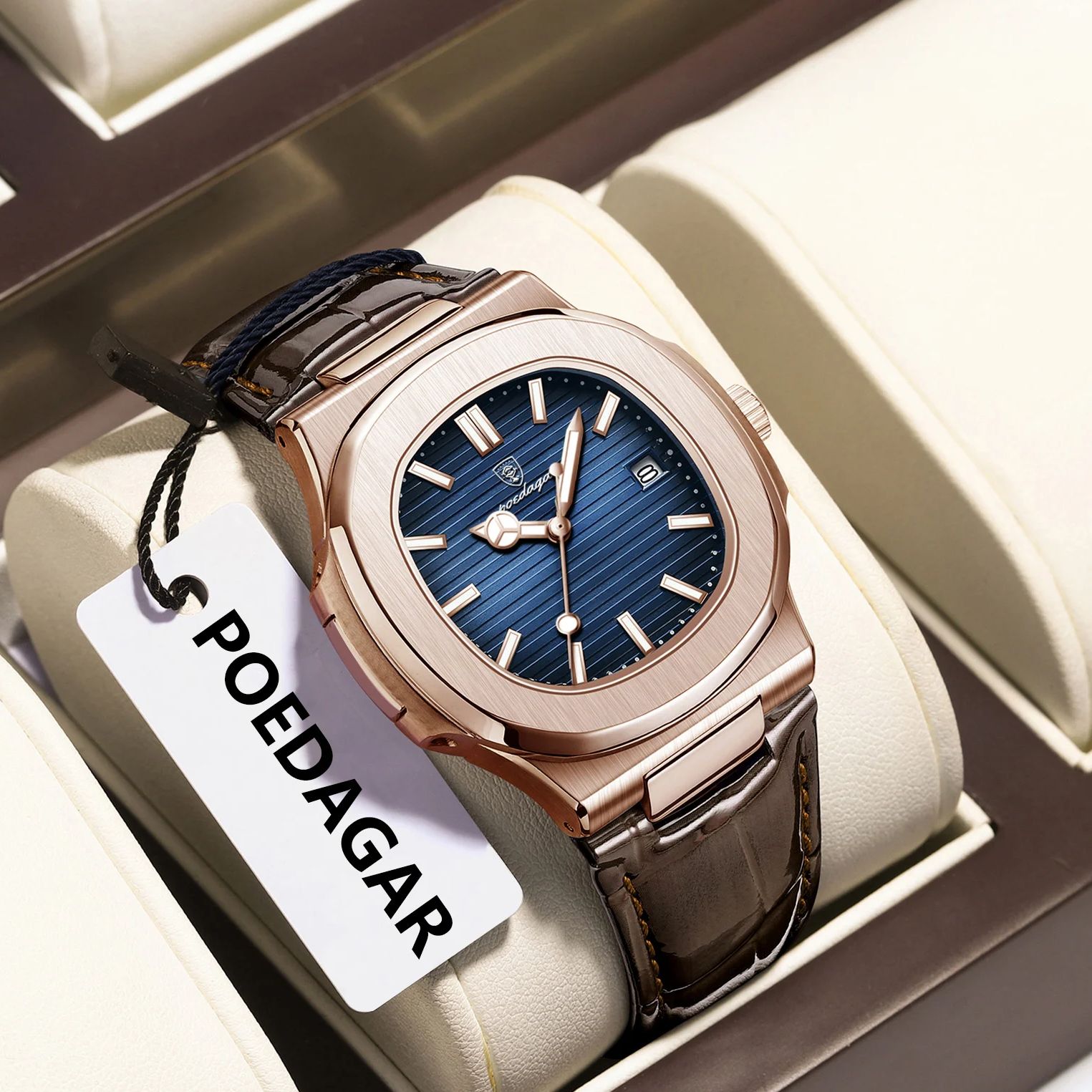 포에다가 비즈니스 남성용 시계 날짜 방수 야광 가죽 클 - Rg Watches & Jewelry Gmbh 리뷰 및 가격