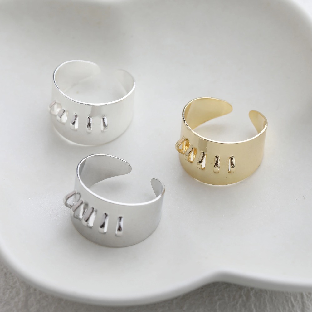 보석에 대 한 교수형 구멍이 있는 4PCS 황동 반지  - Gold Plated Ring 리뷰 및 가격