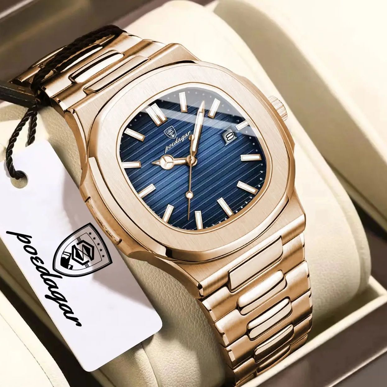 포에다가 탑 패션 스퀘어 남성 시계 스테인리스 스틸 방 - Rg Watches & Jewelry Gmbh 리뷰 및 가격