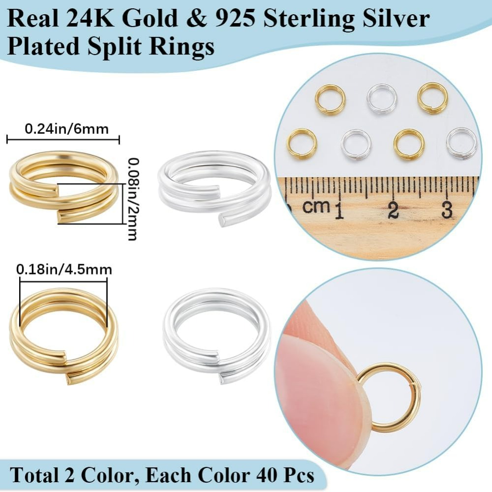 1 상자 80Pcs 분할 점프 링 24K 골드 및 92 - Gold Plated Ring 리뷰 및 가격