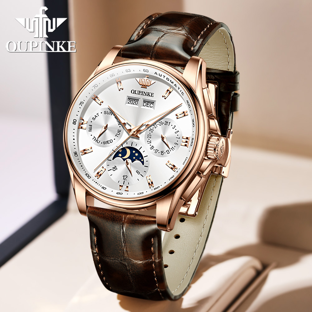 OUPINKE 남성용 시계 캐주얼 트렌드 가죽 스트랩  - Mens Mechanical Watch 리뷰 및 가격