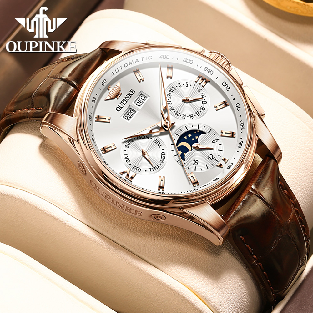 OUPINKE 남성용 시계 캐주얼 트렌드 가죽 스트랩  - Mens Mechanical Watch 리뷰 및 가격