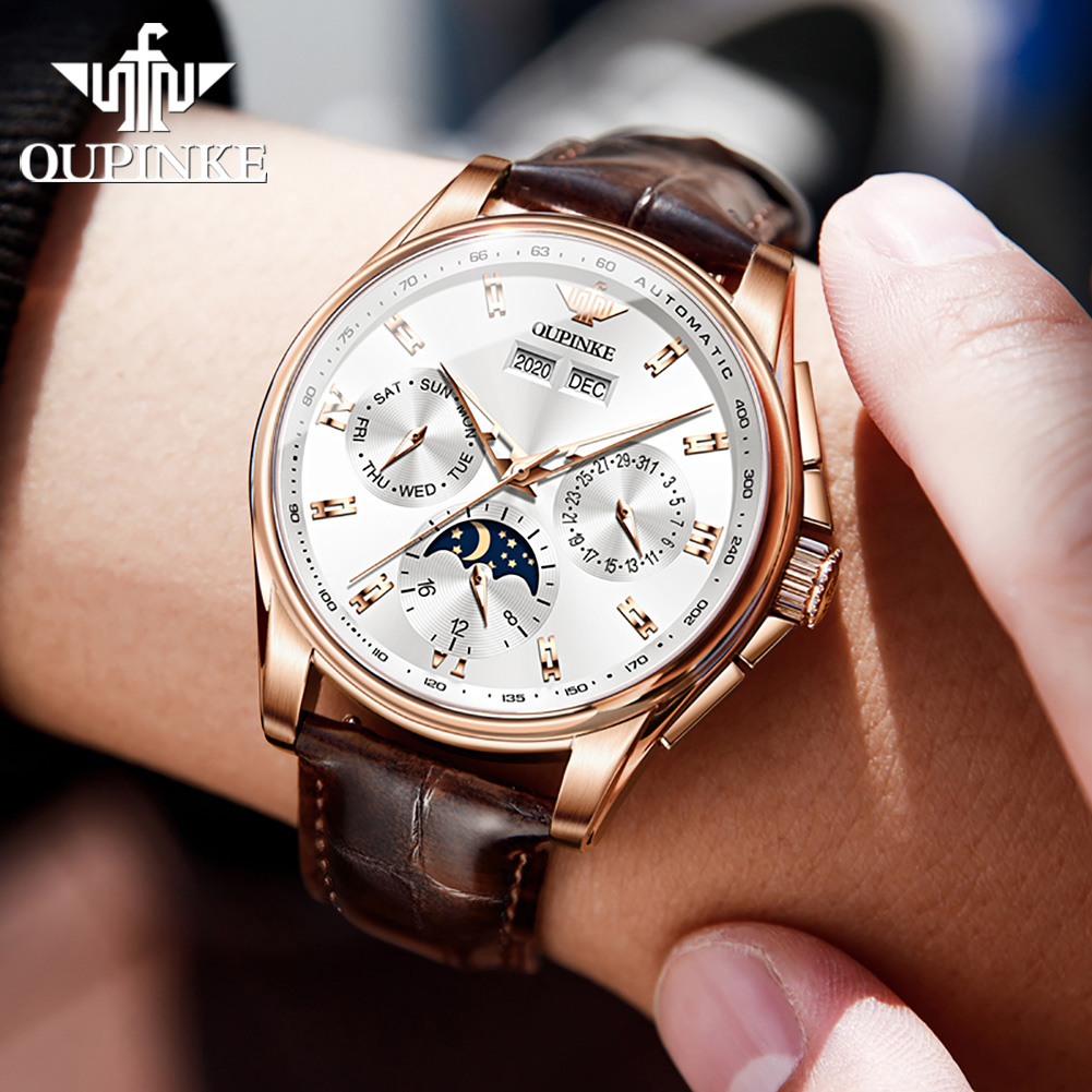 OUPINKE 남성용 시계 캐주얼 트렌드 가죽 스트랩  - Mens Mechanical Watch 리뷰 및 가격