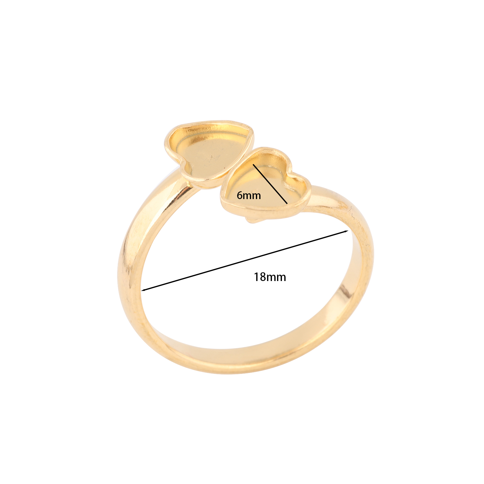 10pcs 스테인레스 스틸 골드 도금 맞는 6mm 하트 - Gold Plated Ring 리뷰 및 가격