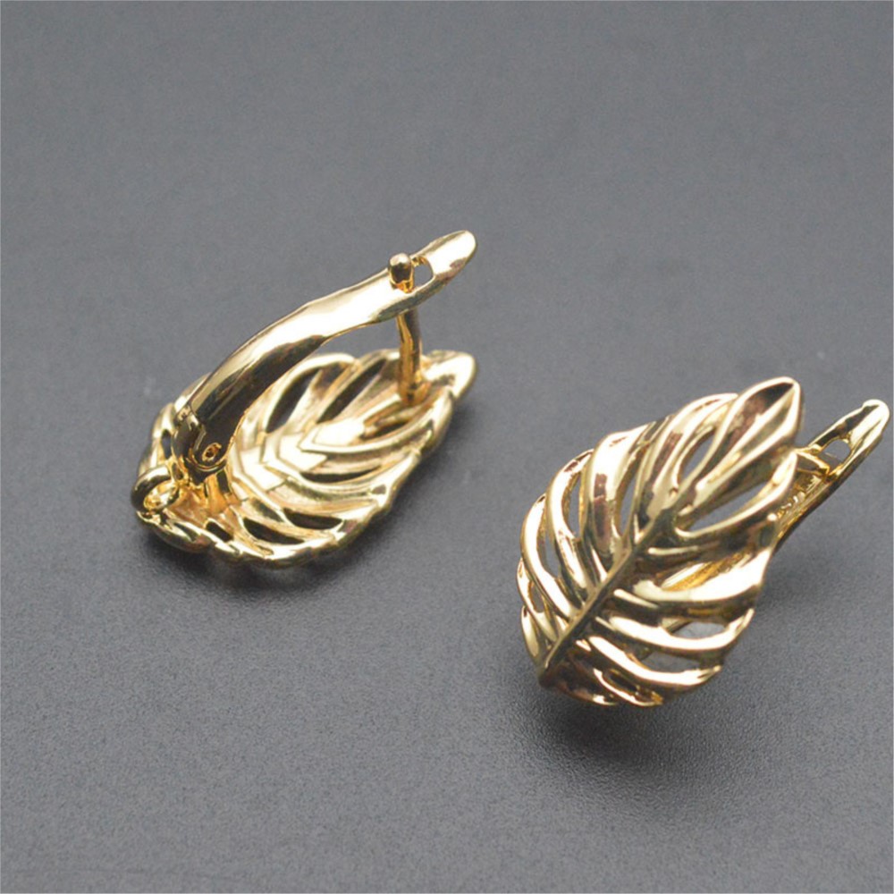 1/2개 18K 금도금 황동 잎 모양 속이 빈 패션 귀 - Gold Plated Ring 리뷰 및 가격